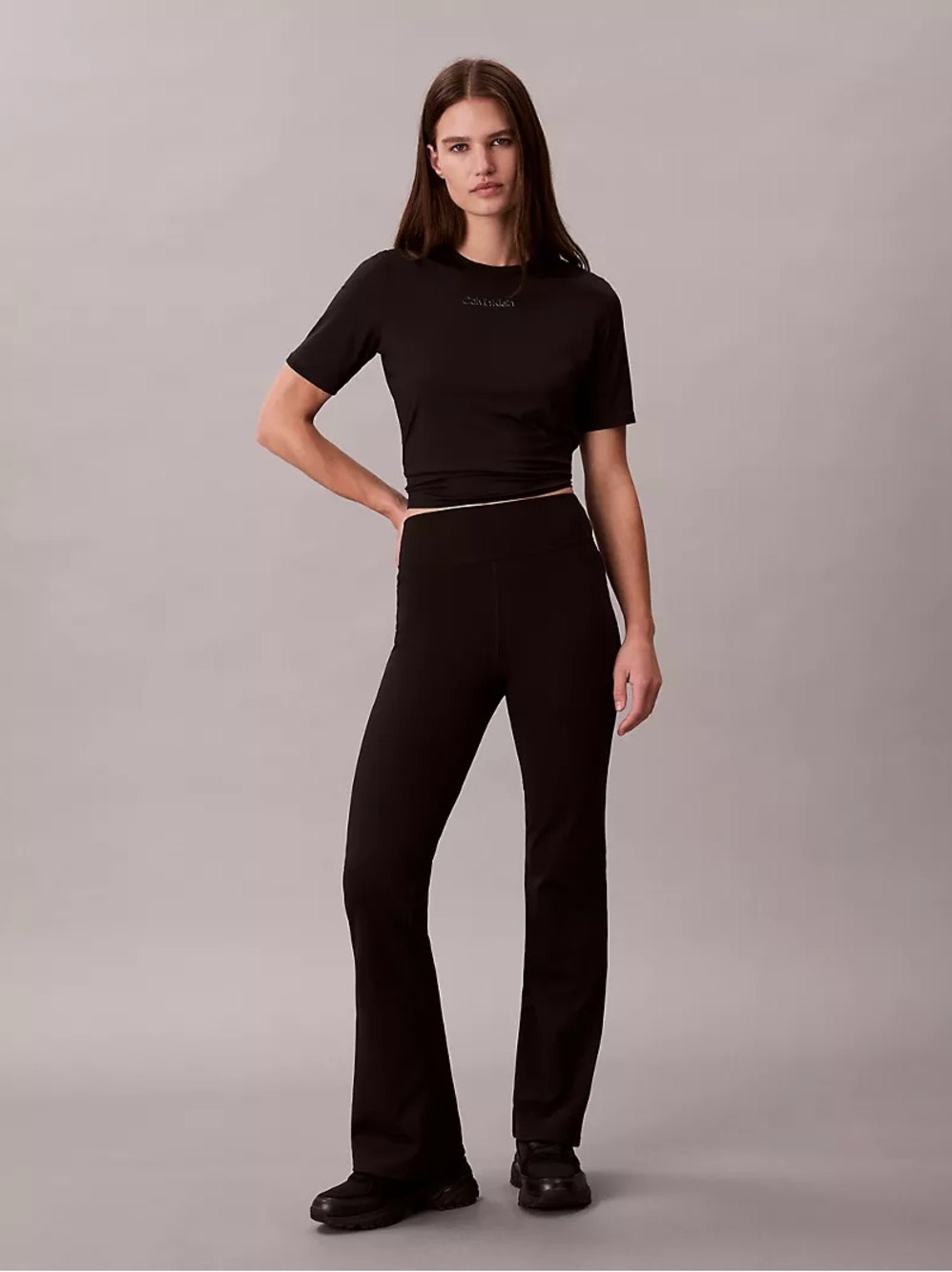 Calvin Klein Black High-Rise Soft Sport Flared Leggings